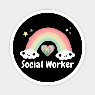 Cute Social Worker Heart Rainbow Squad Social Worker Month Magnet